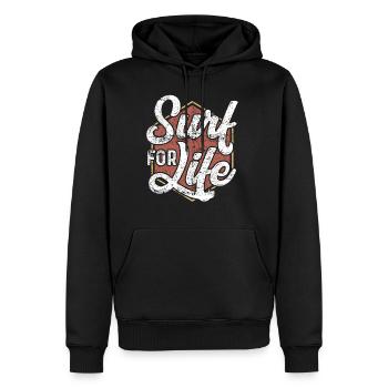 Surf For Life Vintage/Retro Style - Männer Premium Bio Hoodie - Schwarz - Vorne - Nico (187cm)