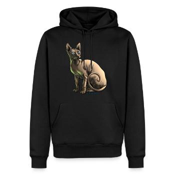 sushi le chat sphynx - Sweat à capuche Premium bio Homme - noir - Devant - Nico (187cm)