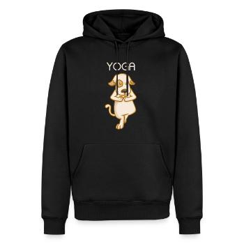 Yoga Dog - Fitness - Relaxation - Puissance - Sweat à capuche Premium bio Homme - noir - Devant - Nico (187cm)