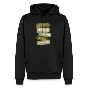 Outdoor Wegweiser Berg Abenteuer Erlebnis Geschenk - Männer Premium Bio Hoodie - Schwarz - Vorne - Nico (187cm)