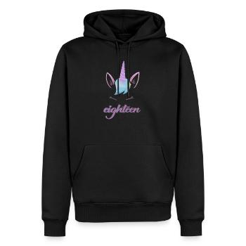Einhorn 18. Geburtstag Party - Achtzehn Jahre - Männer Premium Bio Hoodie - Schwarz - Vorne - Nico (187cm)