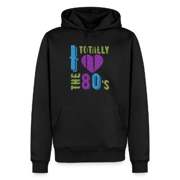 Aimez les années 80, la musique des années quatre-vingt - Sweat à capuche Premium bio Homme - noir - Devant - Nico (187cm)