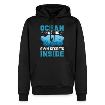 Ocean a ses propres secrets de plongée - Sweat à capuche Premium bio Homme - noir - Devant - Nico (187cm)