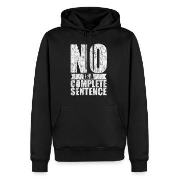 NO is a complete sentence 5 - Männer Premium Bio Hoodie - Schwarz - Vorne - Nico (187cm)