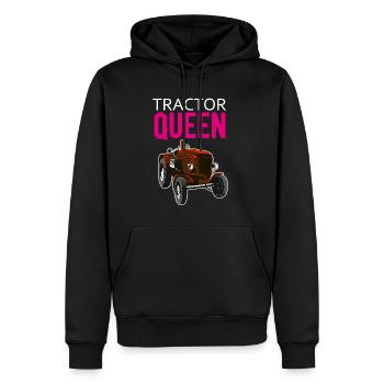 Tracteur Queen - Traktor Königin - Sweat à capuche Premium bio Homme - noir - Devant - Nico (187cm)
