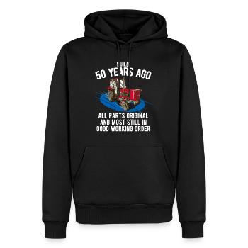 Construit il y a 50 ans - 50e anniversaire de Farmer - Sweat à capuche Premium bio Homme - noir - Devant - Nico (187cm)