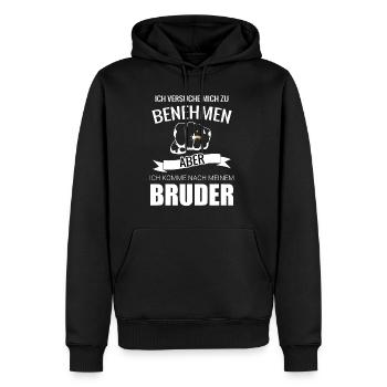 Ich versuche mich zu benehmen aber komme nach mein - Männer Premium Bio Hoodie - Schwarz - Vorne - Nico (187cm)