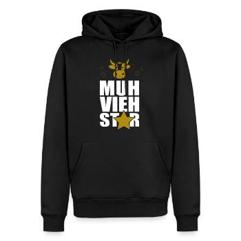 Muh Vieh Star Rinderzüchter Landwirt Kühe Kuh Kopf - Männer Premium Bio Hoodie - Schwarz - Vorne - Nico (187cm)