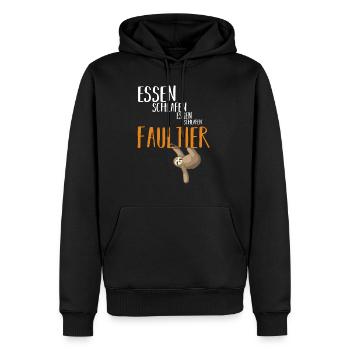 Essen Schlafen Essen Schlafen Faultier - Männer Premium Bio Hoodie - Schwarz - Vorne - Nico (187cm)