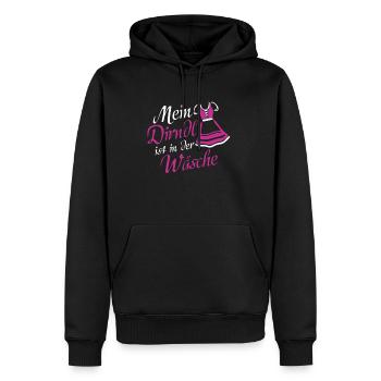 Mein Dirndl ist in der Wäsche, Bayern Trachten Okt - Männer Premium Bio Hoodie - Schwarz - Vorne - Nico (187cm)