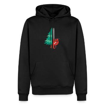 Tronçonneuse Cadeau Tronçonneuse Forêt Arbre - Sweat à capuche Premium bio Homme - noir - Devant - Nico (187cm)