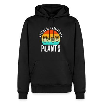 Facilement distrait par les plantes - Sweat à capuche Premium bio Homme - noir - Devant - Nico (187cm)