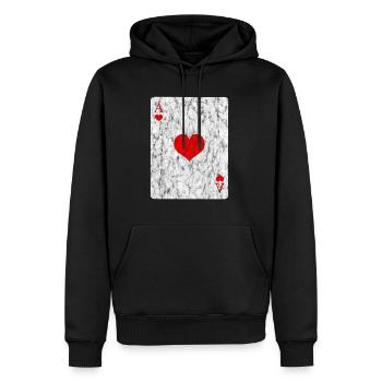As de Cœurs 6 - Sweat à capuche Premium bio Homme - noir - Devant - Nico (187cm)