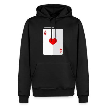 As de Cœurs 8 - Sweat à capuche Premium bio Homme - noir - Devant - Nico (187cm)