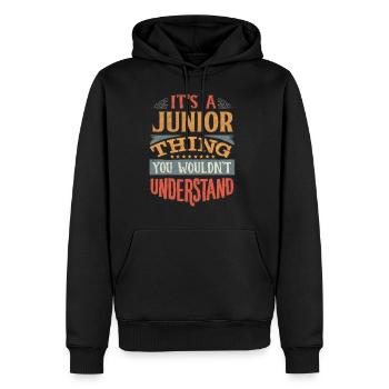 C’est une chose junior que vous ne comprendriez pas - - Sweat à capuche Premium bio Homme - noir - Devant - Nico (187cm)