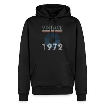 Record vintage 1972 50e anniversaire - Sweat à capuche Premium bio Homme - noir - Devant - Nico (187cm)