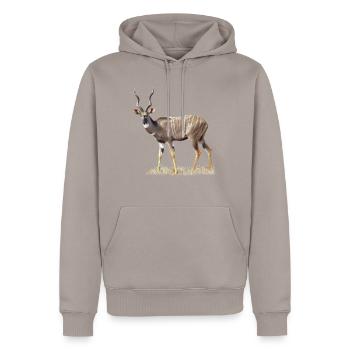 Kudu - African Antelope - Kenya / Africa - Men’s Premium Organic Hoodie - taupe - Front - Nico (187cm)