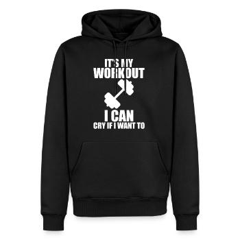 C’est mon entraînement, je peux pleurer si je veux - Sweat à capuche Premium bio Homme - noir - Devant - Nico (187cm)
