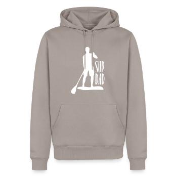 SUP Dad Father Papa Stand Up Paddle - Men’s Premium Organic Hoodie - taupe - Front - Nico (187cm)