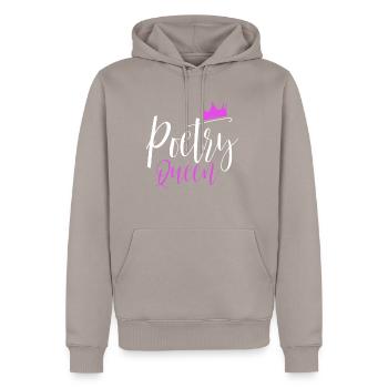 Poésie Reine Cadeau Poète Poésie Slam - Sweat à capuche Premium bio Homme - taupe - Devant - Nico (187cm)