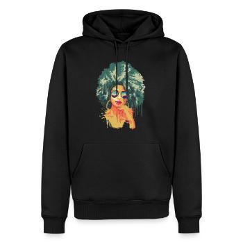 Vintage Retro Kunst 70's Afrikanisch Black Afro - Männer Premium Bio Hoodie - Schwarz - Vorne - Nico (187cm)