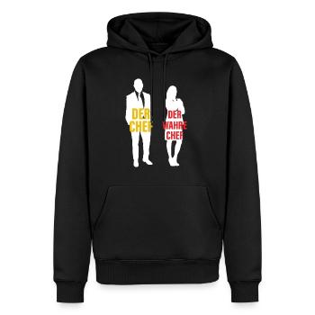 Der Chef Der Wahre Chef Papa und Mama - Männer Premium Bio Hoodie - Schwarz - Vorne - Nico (187cm)