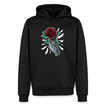 Tatouage Squelette Rose Fleurs Art Corporel - Sweat à capuche Premium bio Homme - noir - Devant - Nico (187cm)