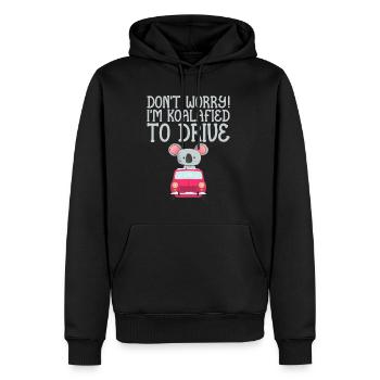 Ne vous inquiétez pas! Je suis Koalafied To Drive 4 - Sweat à capuche Premium bio Homme - noir - Devant - Nico (187cm)