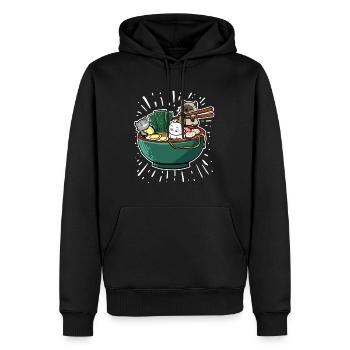 Japanisch Ramen Nudeln Schale Kawaii Anime Katze - Männer Premium Bio Hoodie - Schwarz - Vorne - Nico (187cm)