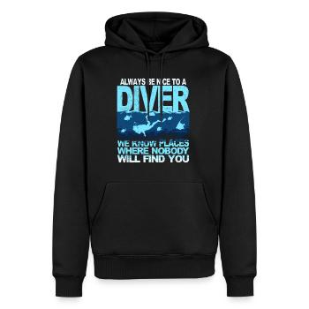 Drôles de plongeurs disant plongée en apnée en haute mer - Sweat à capuche Premium bio Homme - noir - Devant - Nico (187cm)