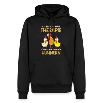 Ich brauche keine Therapie Hühner - Männer Premium Bio Hoodie - Schwarz - Vorne - Nico (187cm)