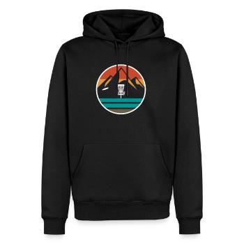 Vintage Retro Disc Golf Geschenk - Männer Premium Bio Hoodie - Schwarz - Vorne - Nico (187cm)