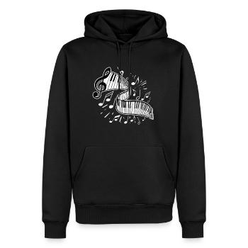 Pianiste - Sweat à capuche Premium bio Homme - noir - Devant - Nico (187cm)