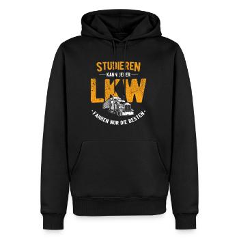 LKW Fahrer Studieren Kann Jeder LKW Fahren Nur Die - Männer Premium Bio Hoodie - Schwarz - Vorne - Nico (187cm)