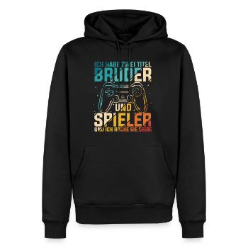 Gaming Bruder Schwester Gamer Zocker Geburtstag Ge - Männer Premium Bio Hoodie - Schwarz - Vorne - Nico (187cm)