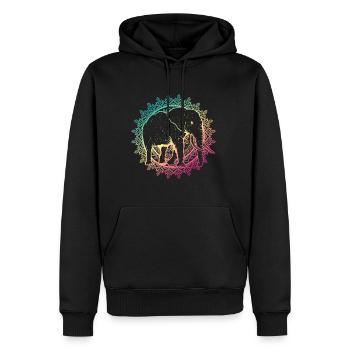 Yoga Elefant Mandala - Männer Premium Bio Hoodie - Schwarz - Vorne - Nico (187cm)