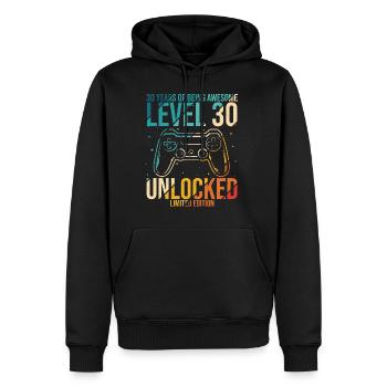 Gaming 30. Geburtstag Geschenk Level 30 Unlocked - Männer Premium Bio Hoodie - Schwarz - Vorne - Nico (187cm)