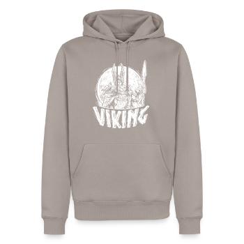 Wikinger Nordmann Nordisch Dänen Kelten - Männer Premium Bio Hoodie - Taupe - Vorne - Nico (187cm)