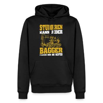 Studieren kann Jeder - Bagger fahren nur die Beste - Männer Premium Bio Hoodie - Schwarz - Vorne - Nico (187cm)