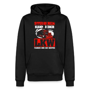 LKW Fahrer Studieren Kann Jeder LKW Fahren Nur Die - Männer Premium Bio Hoodie - Schwarz - Vorne - Nico (187cm)