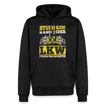 LKW Fahrer Studieren Kann Jeder LKW Fahren Nur Die - Männer Premium Bio Hoodie - Schwarz - Vorne - Nico (187cm)