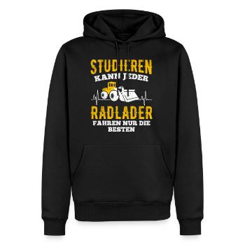 Studieren Kann Jeder Radlader fahren Nur Die Beste - Männer Premium Bio Hoodie - Schwarz - Vorne - Nico (187cm)