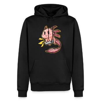 Funny Video Game Playing Gamer Axolotl - Men’s Premium Organic Hoodie - black - Front - Nico (187cm)