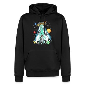 Drôle de dire Cat UFO Alien Cat Love - Sweat à capuche Premium bio Homme - noir - Devant - Nico (187cm)