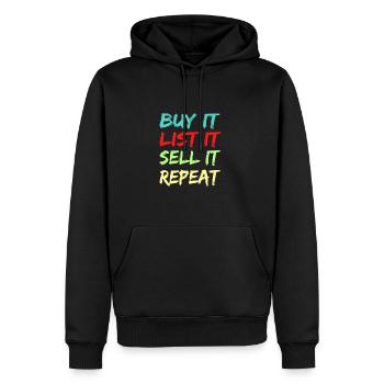 Achetez-le liste il le vendez répéter la vente de garage - Sweat à capuche Premium bio Homme - noir - Devant - Nico (187cm)