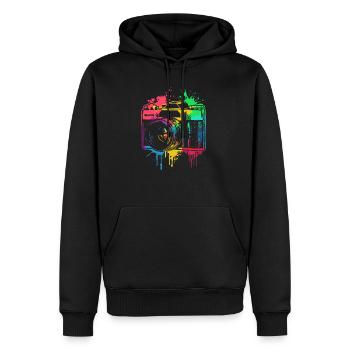 Fotografie Foto Fotografie Bilder Kamera - Männer Premium Bio Hoodie - Schwarz - Vorne - Nico (187cm)