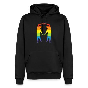 JGA Regenbogen Farben Geschenk LGBT - Männer Premium Bio Hoodie - Schwarz - Vorne - Nico (187cm)