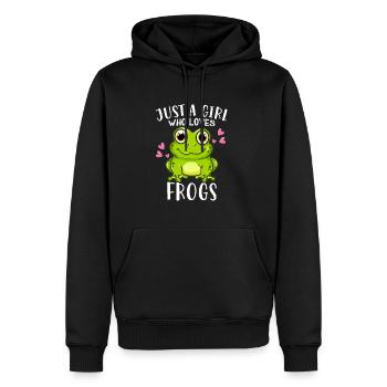 Juste une fille qui aime les grenouilles Grenouille Crapaud - Sweat à capuche Premium bio Homme - noir - Devant - Nico (187cm)