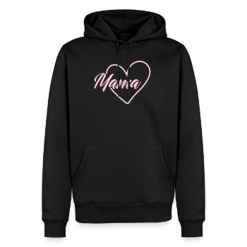 Maman Cœur - Sweat à capuche Premium bio Homme - noir - Devant - Nico (187cm)