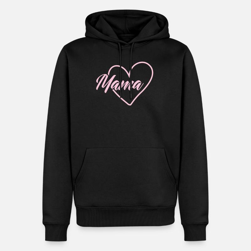 Mama Herz - Männer Premium Bio Hoodie - Schwarz